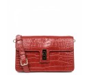 Sac Pochette Lancaster Exotic Croco Rouge