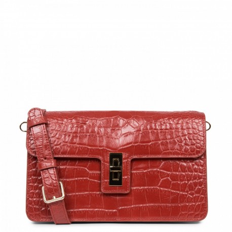 Sac Pochette Lancaster Exotic Croco Rouge