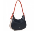 Sac Besace Lancaster Constance Bleu foncé/Corail/Naturel