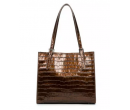 Grand Sac Cabas Lancaster Exotic Croco Irisé Bronze