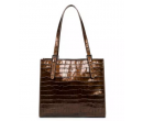 Grand Sac Cabas Lancaster Exotic Croco Irisé Bronze