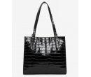 Grand Sac Cabas Lancaster Exotic Croco Irisé Noir