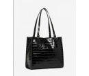 Grand Sac Cabas Lancaster Exotic Croco Irisé Noir