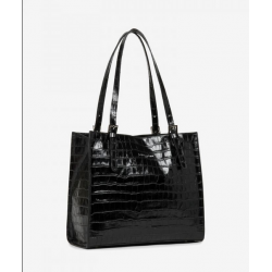 Grand Sac Cabas Lancaster Exotic Croco Irisé Noir