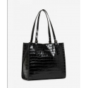 Grand Sac Cabas Lancaster Exotic Croco Irisé Noir