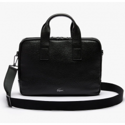 Sac à ordinateur Lacoste unisexe Soft Mate souple en cuir grainé Noir mat - Retrouvez sur maroquinerie-lika.fr une sélection