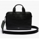 Sac à ordinateur Lacoste unisexe Soft Mate souple en cuir grainé Noir mat